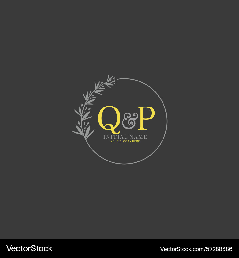 Qp initial logo templates with botanical elements Vector Image