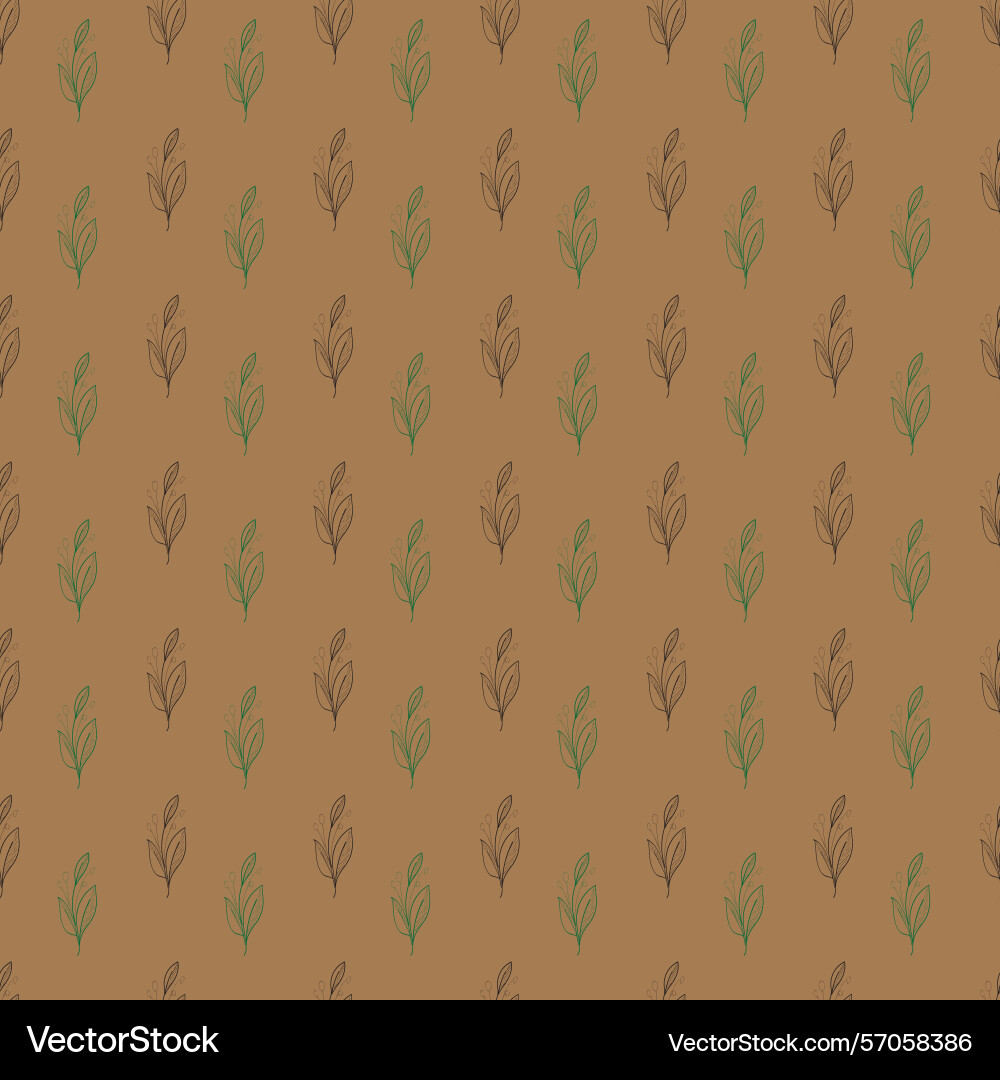 Seamless pattern with simple botanical on warm Vector Image