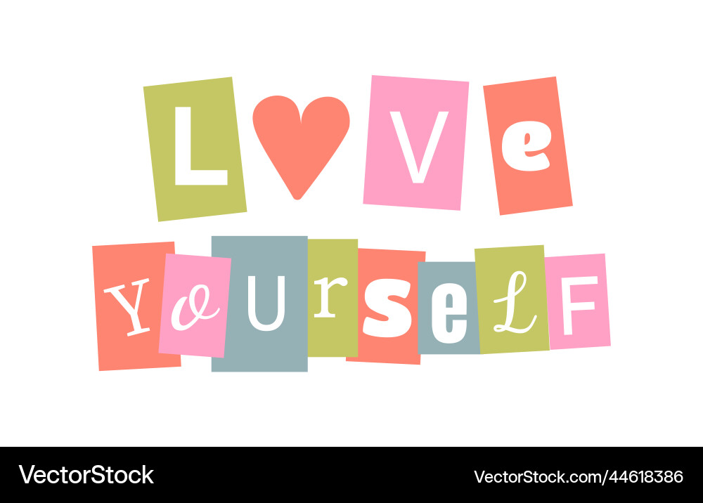 Self love cute pastel typography paper cut Self love cute pastel typography paper cut vector image