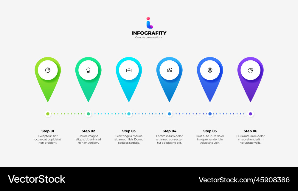 Six elements placed in horizontal row concept Six elements placed in horizontal row concept vector image