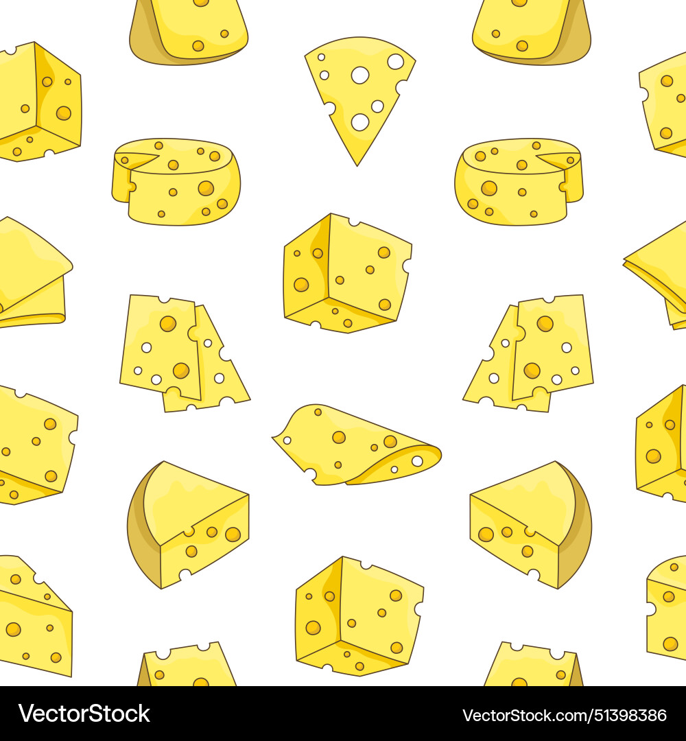 Slices and slicing of cheese seamless pattern Slices and slicing of cheese seamless pattern Vector Image