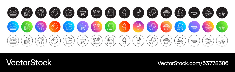 Water glass love cooking and tea cup line icons Water glass love cooking and tea cup line icons vector image