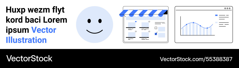 E-commerce and data analytics concept with happy E-commerce and data analytics concept with happy vector image