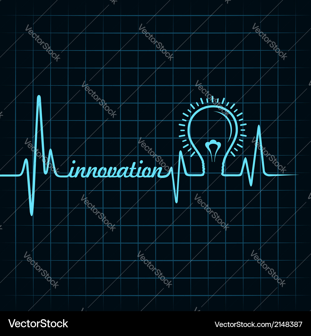 Innovation Pulse: Heartbeat and Lightbulb Vector Image