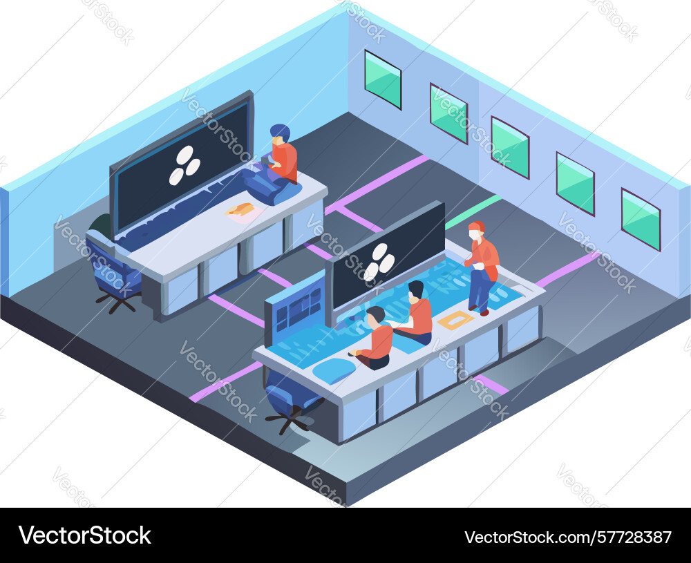 Isometric dynamic classroom learning environment Vector Image