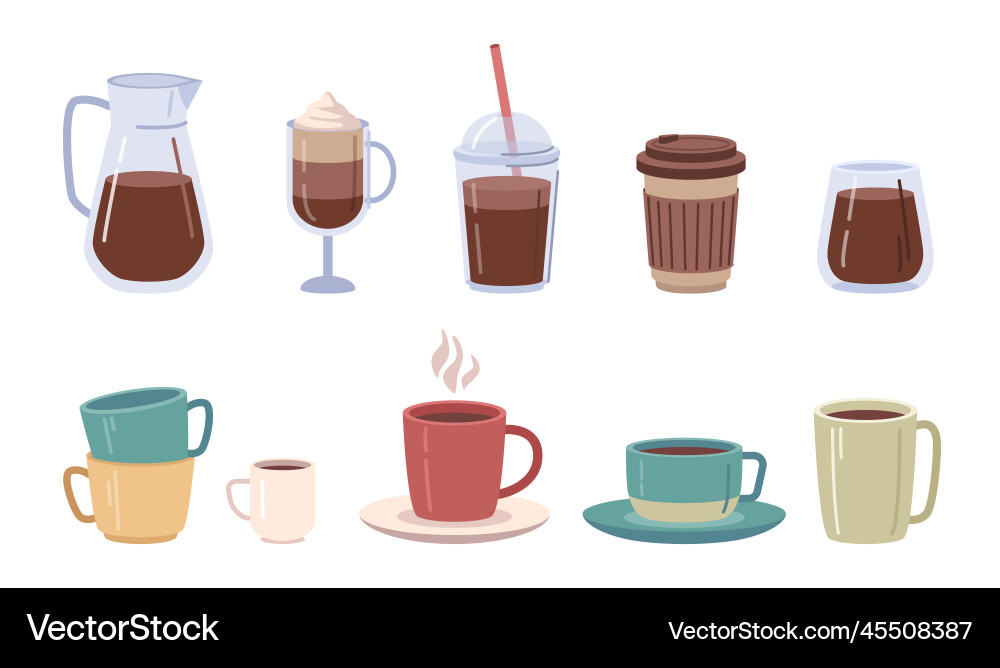 Served coffee and cappuccino beverages vector image