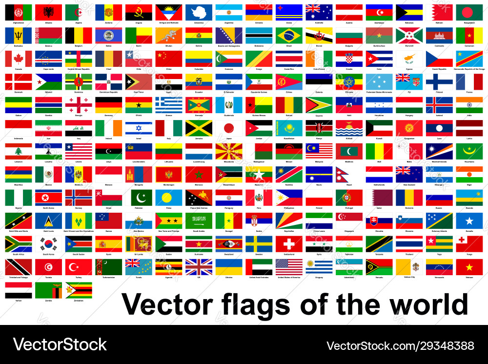 Collection flags all countries world Royalty Free Vector