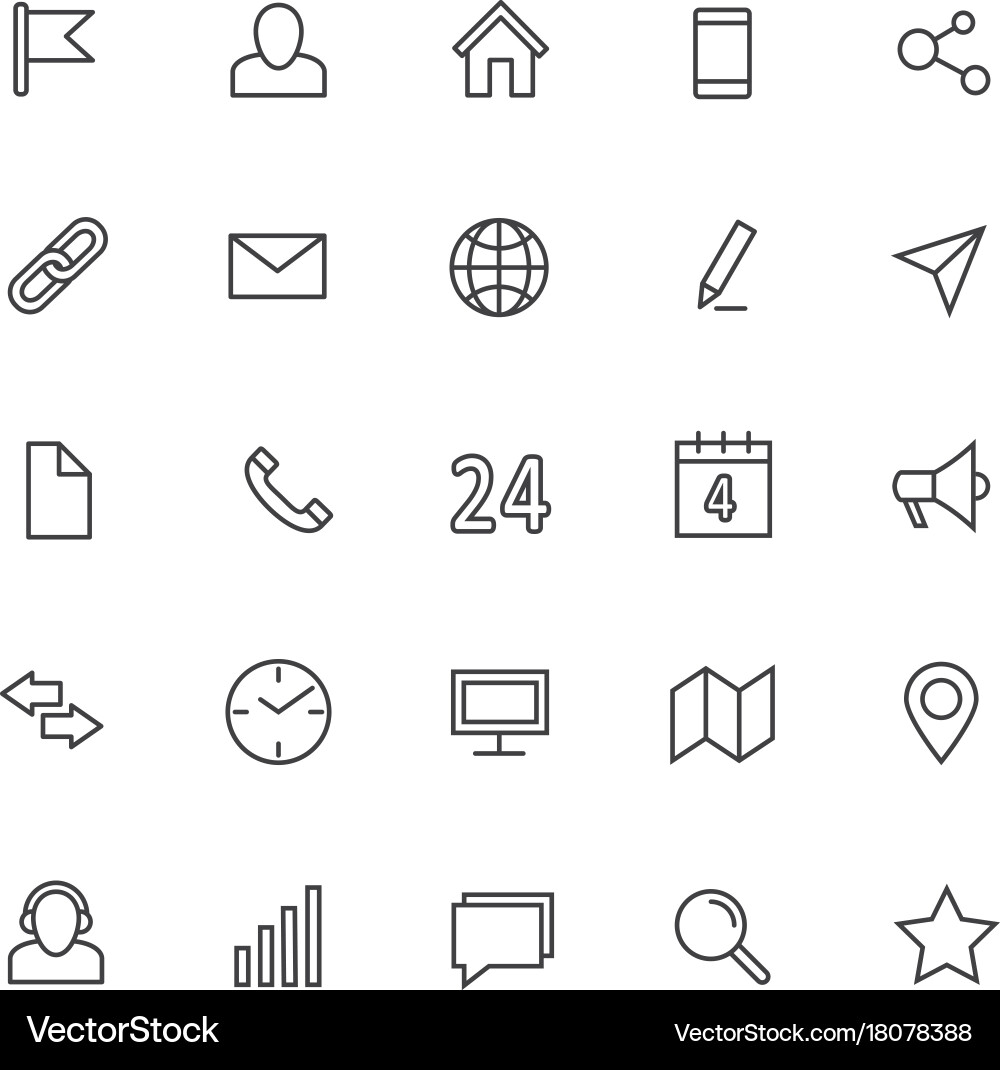 Communication Line Icons - Contacts & Network Vector Image