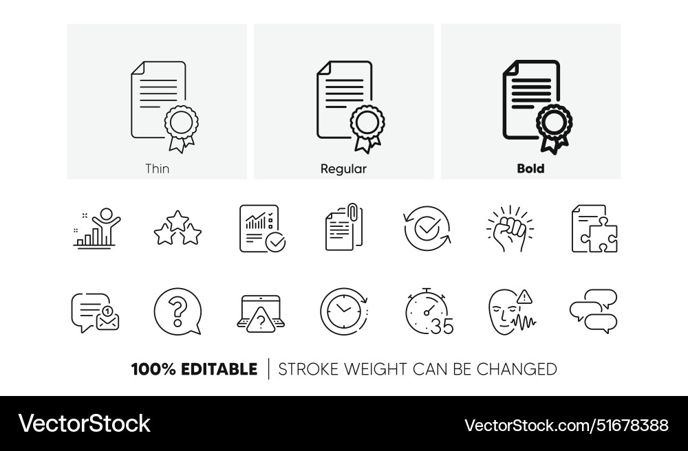 Document attachment timer and question mark line Document attachment timer and question mark line Vector Image