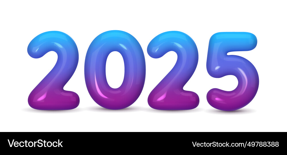 Happy new 2025 year violet number made of plastic Happy new 2025 year violet number made of plastic vector image