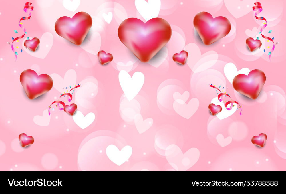 Heart shape with bokeh abstract poster background vector image