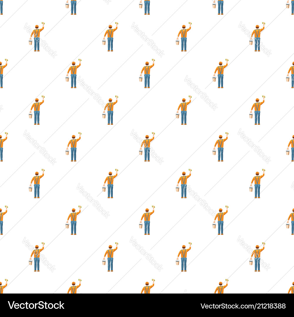 Man cleaning with bucket and sponge back view vector image