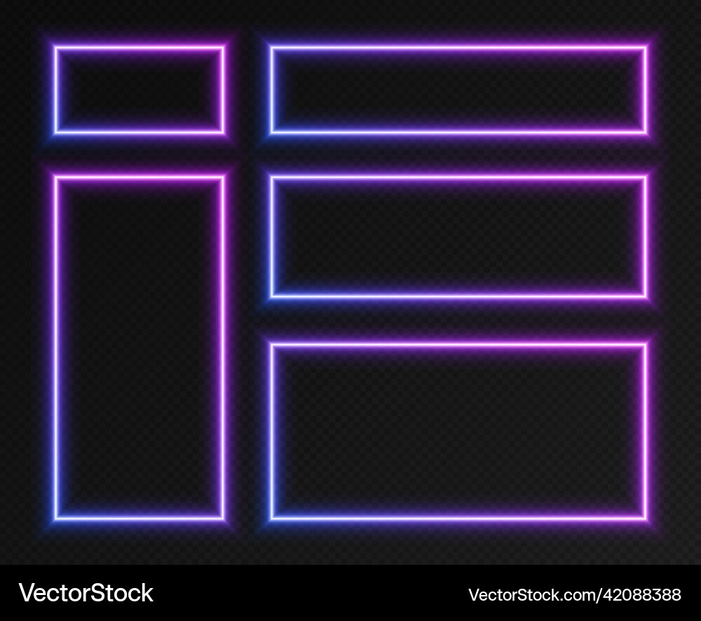 Neon Glowing Frames - Purple & Blue vector image