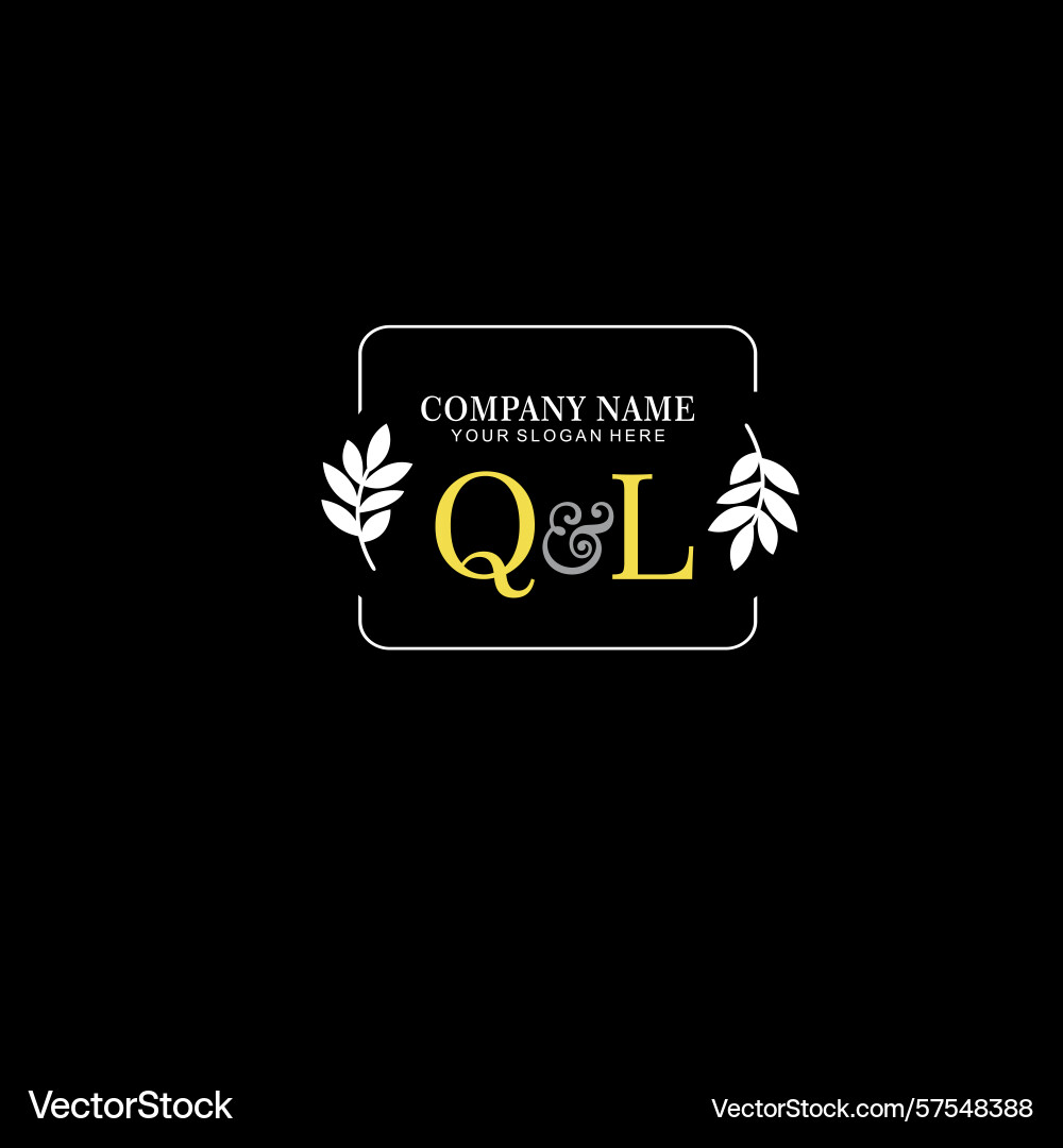 Ql initial logo with botanical circle design Vector Image