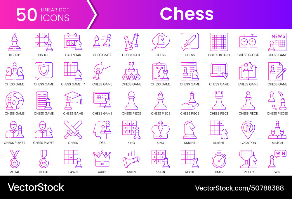 Set of chess icons gradient style icon bundle Set of chess icons gradient style icon bundle vector image