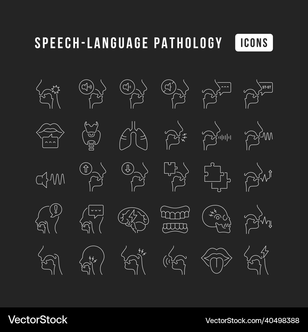 Set of linear icons speech-language pathology Set of linear icons speech-language pathology Vector Image