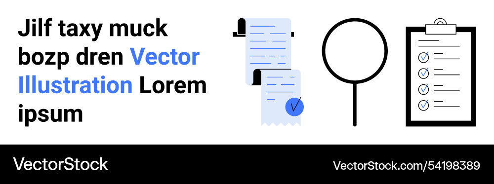 Document review process with checklist magnifying Document review process with checklist magnifying vector image