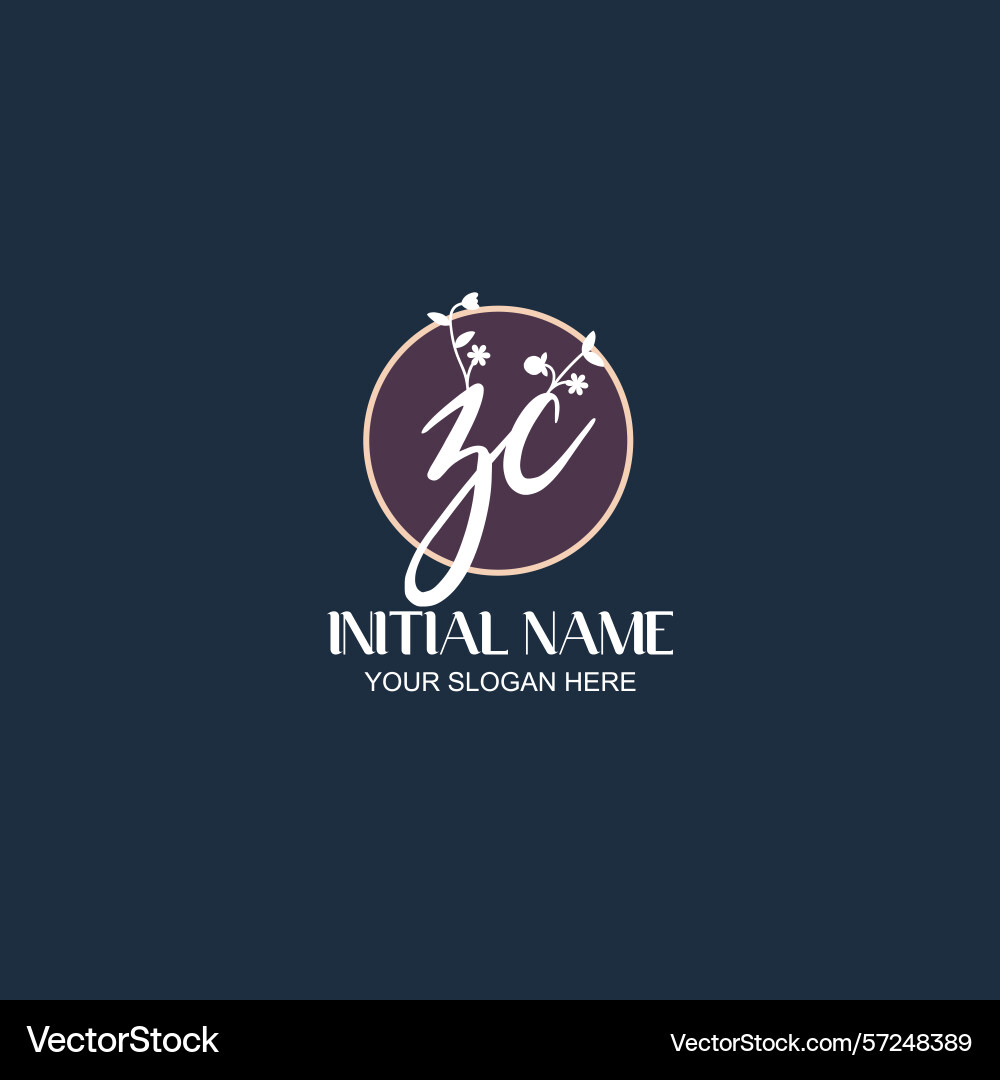 Elegant zc initial logo design with botanical Elegant zc initial logo design with botanical vector image