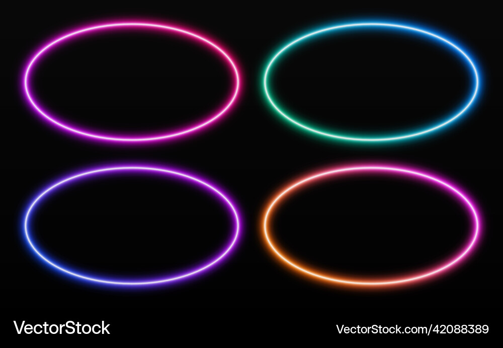 Gradient oval frames set glowing rounded borders Gradient oval frames set glowing rounded borders vector image