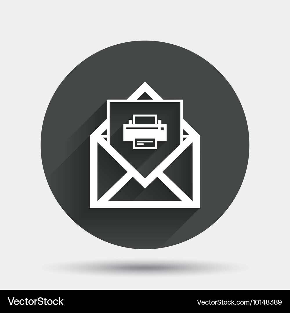 Mail print icon envelope symbol message sign Vector Image
