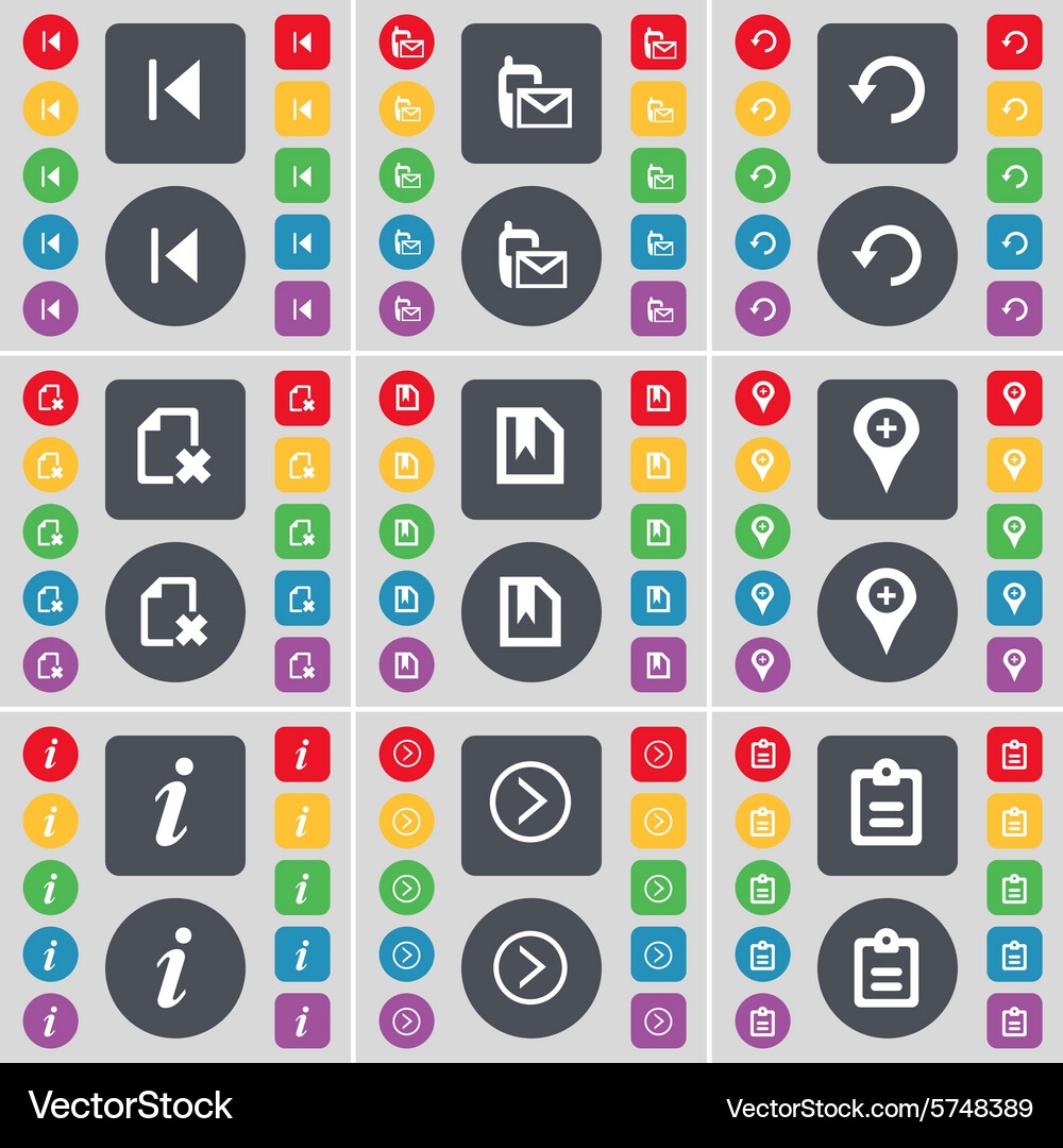 Media skip sms reload file checkpoint information Vector Image