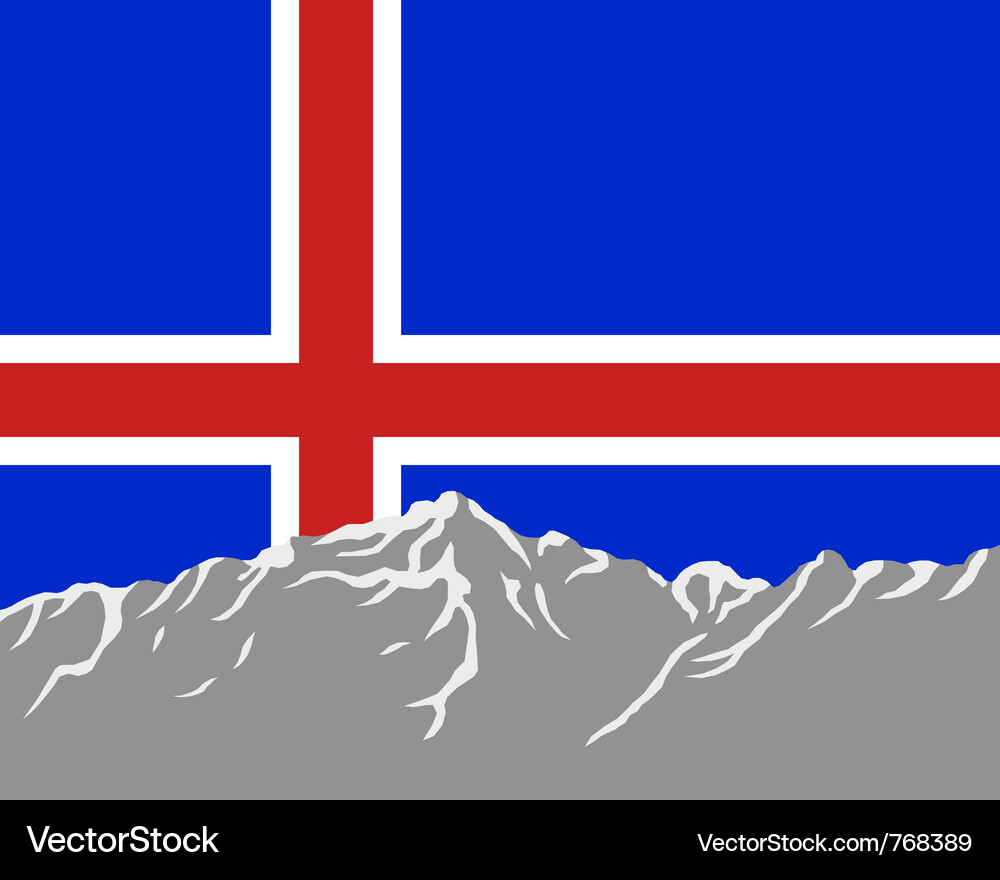 Mountains with flag of iceland Vector Image