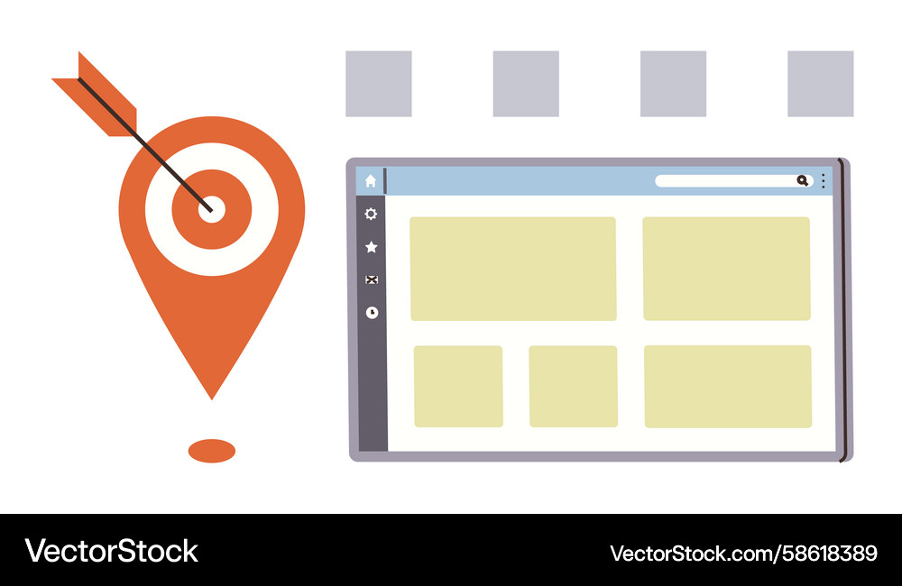 Navigation pin with target and arrow next Navigation pin with target and arrow next Vector Image