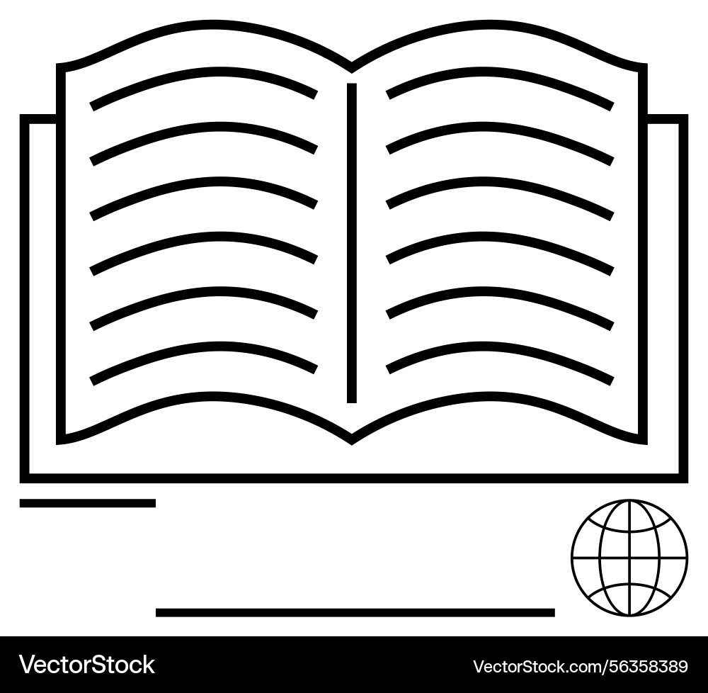 Open book with navigation lines and globe icon Open book with navigation lines and globe icon vector image