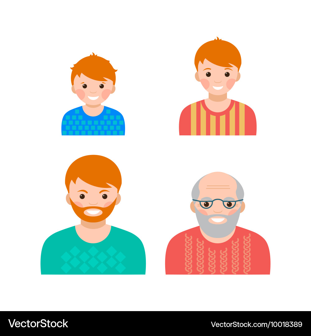 Set of portaraits showing the process aging vector image