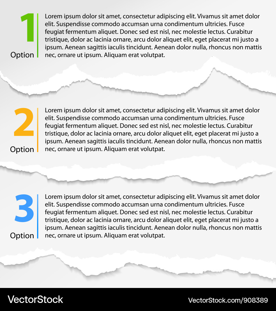 Torn paper progress option labels Royalty Free Vector Image