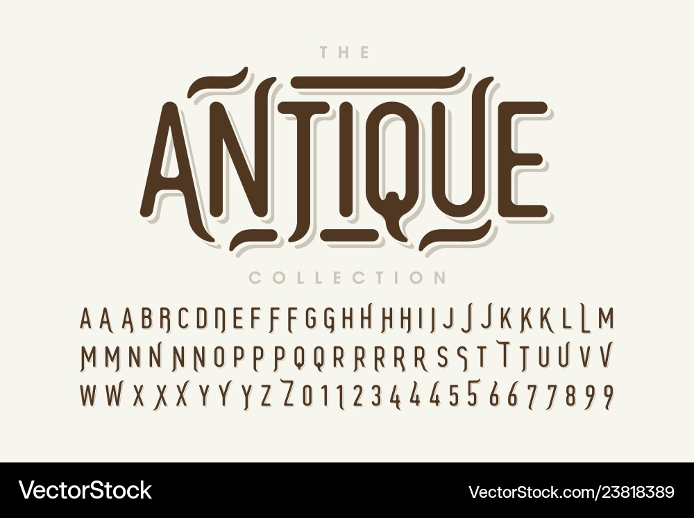 Vintage Antique Font Collection Vector Image