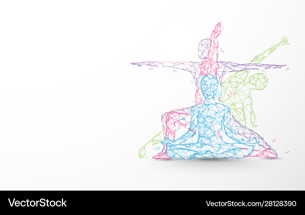 Abstract Yoga Pose with Particle Lines Vector Image