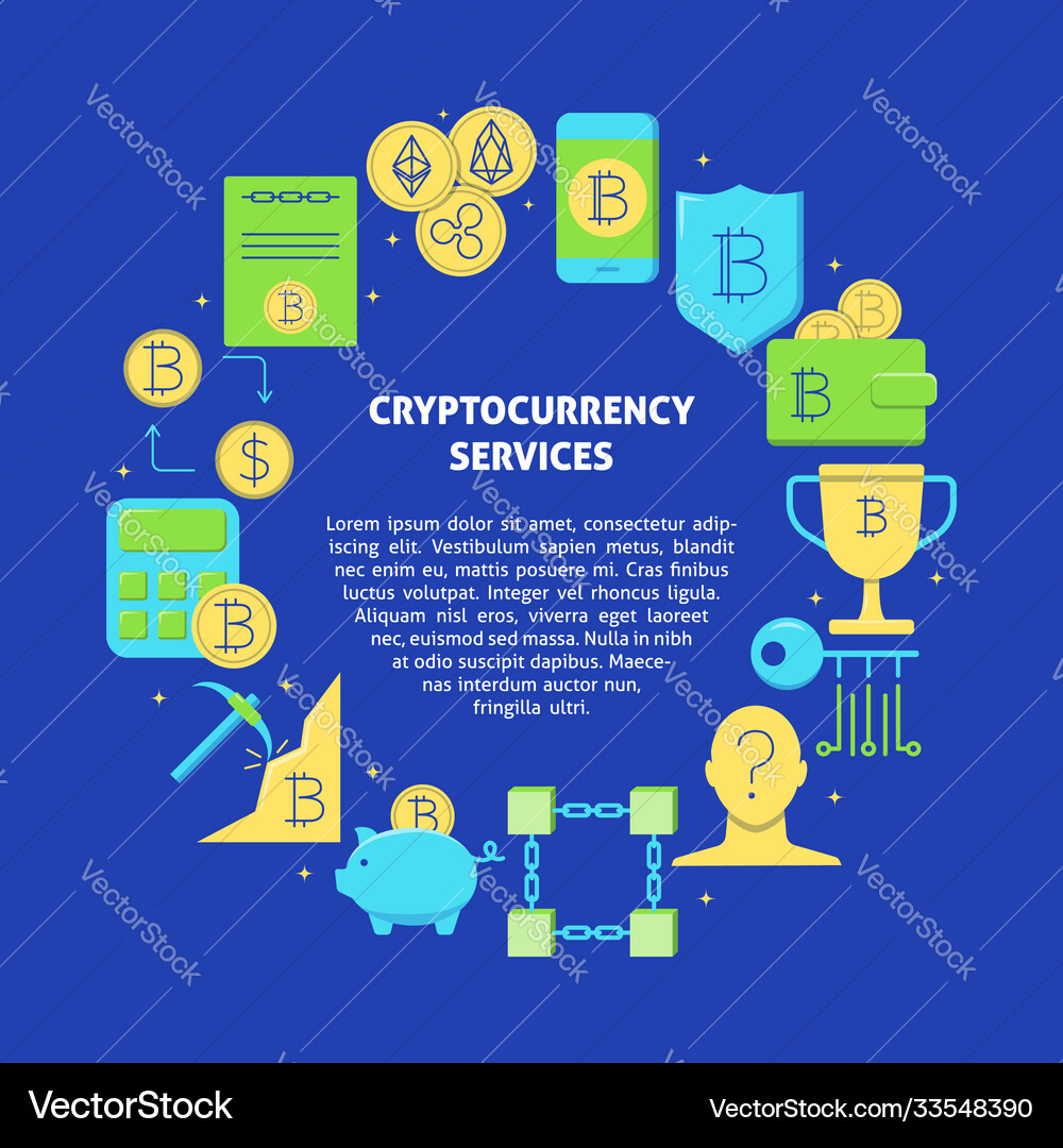 Cryptocurrency services round concept poster – Royalty-Free Vector |  VectorStock