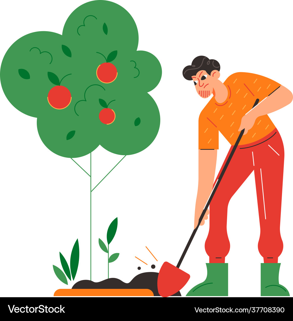 Digging under tree composition Digging under tree composition vector image