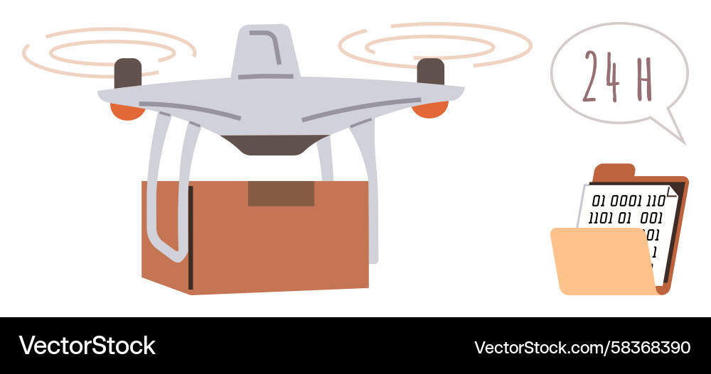 Drone Delivery with Data Stream Vector Image