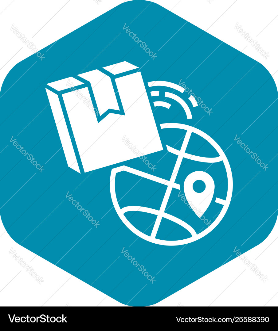 Global delivery box icon simple style Vector Image