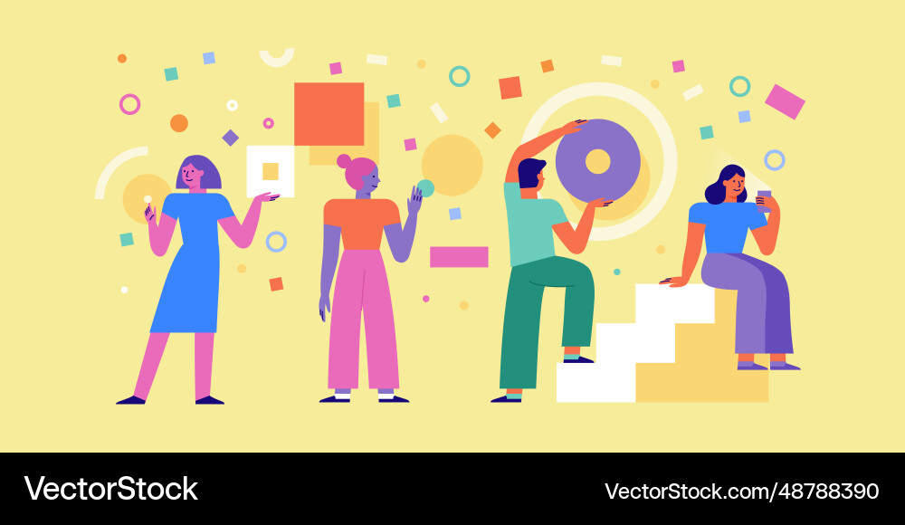 In simple flat style - teamwork and development In simple flat style - teamwork and development Vector Image