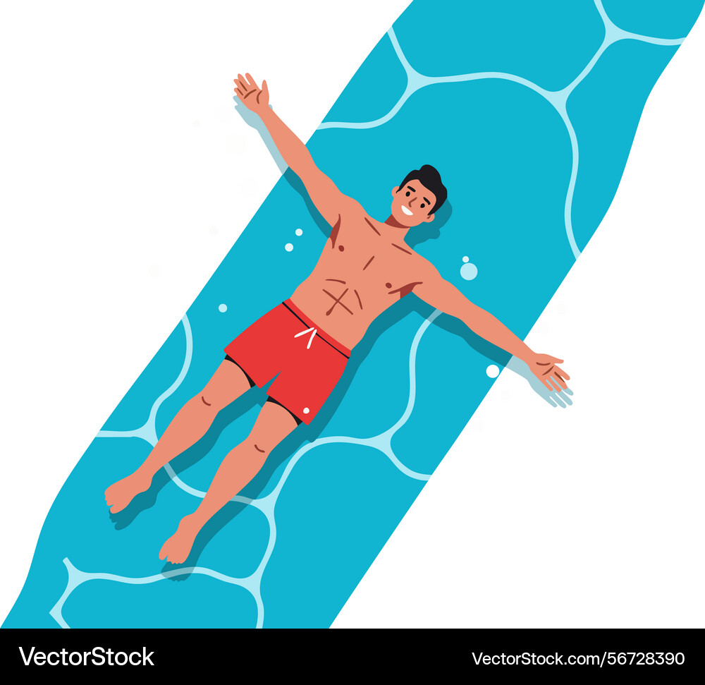Man relaxing floating in swimming pool Man relaxing floating in swimming pool vector image