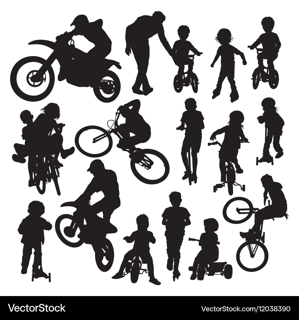 Motocross and Scooter Silhouettes Vector Image