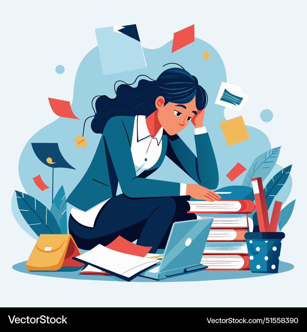 Overwork and overload work make employee Overwork and overload work make employee Vector Image