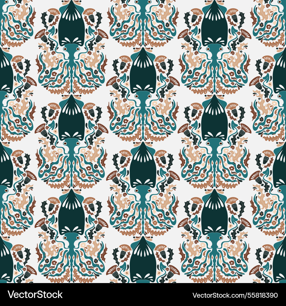 Seamless pattern with decorative squids Vector Image