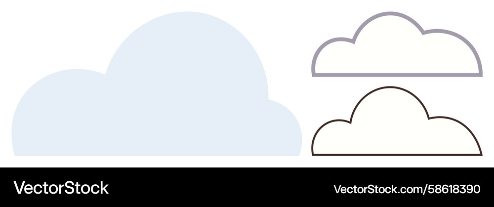 Three cloud shapes representing different styles Vector Image