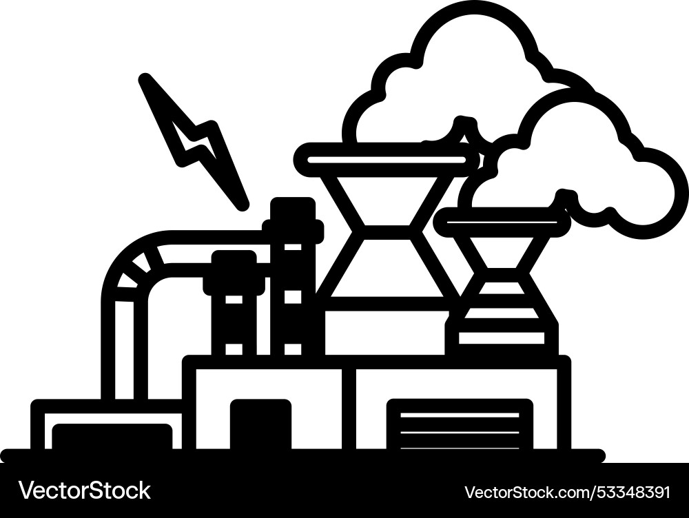 A factory with large smokestack and lightning A factory with large smokestack and lightning vector image