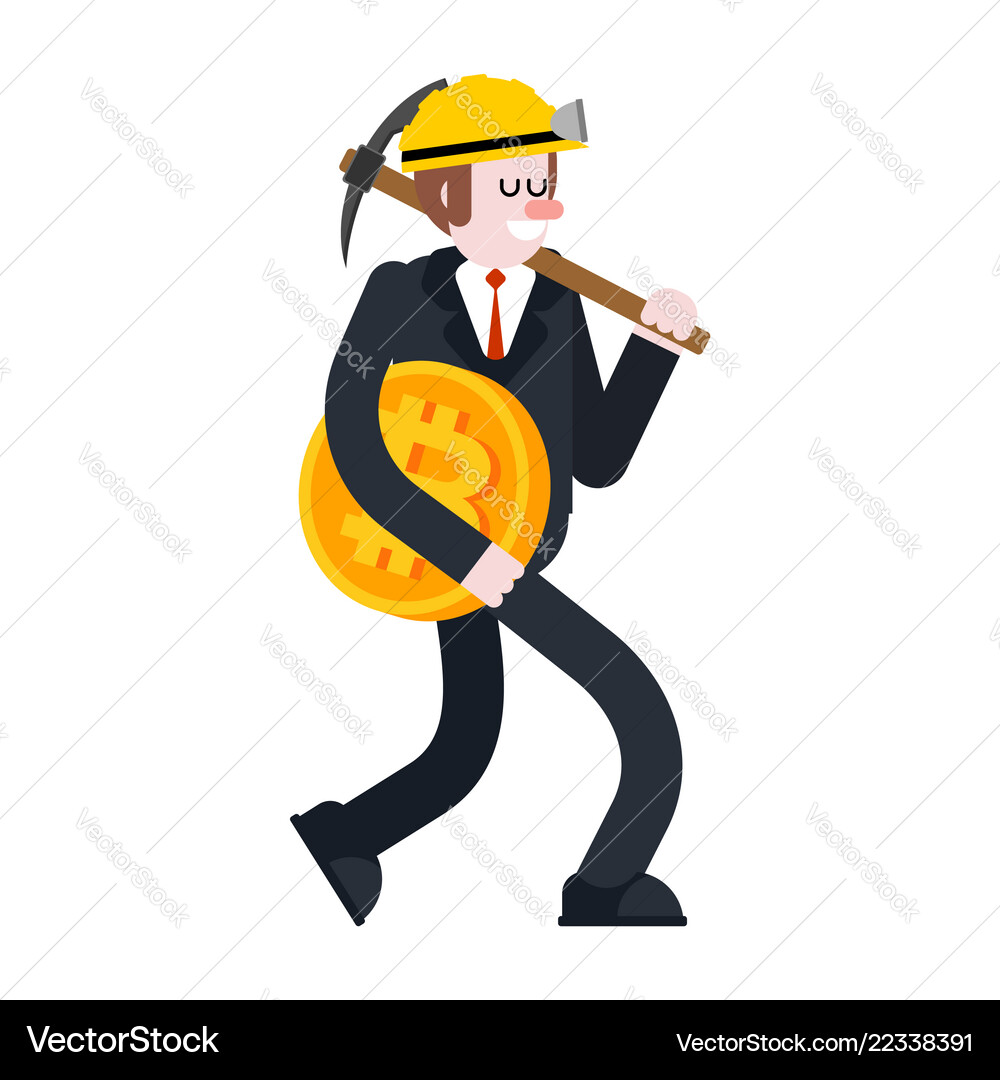 Businessman and bitcoin miner pick guy – Royalty-Free Vector | VectorStock