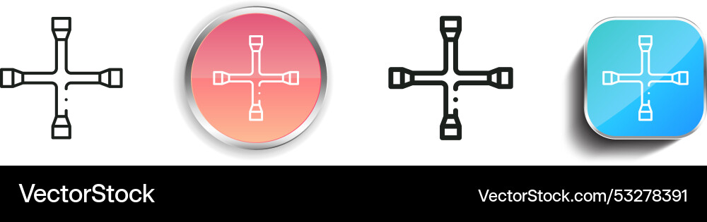 Cross wrench icon thin linear regular and button vector image