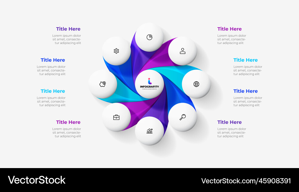 Cycle diagram with 8 options or steps slide Vector Image