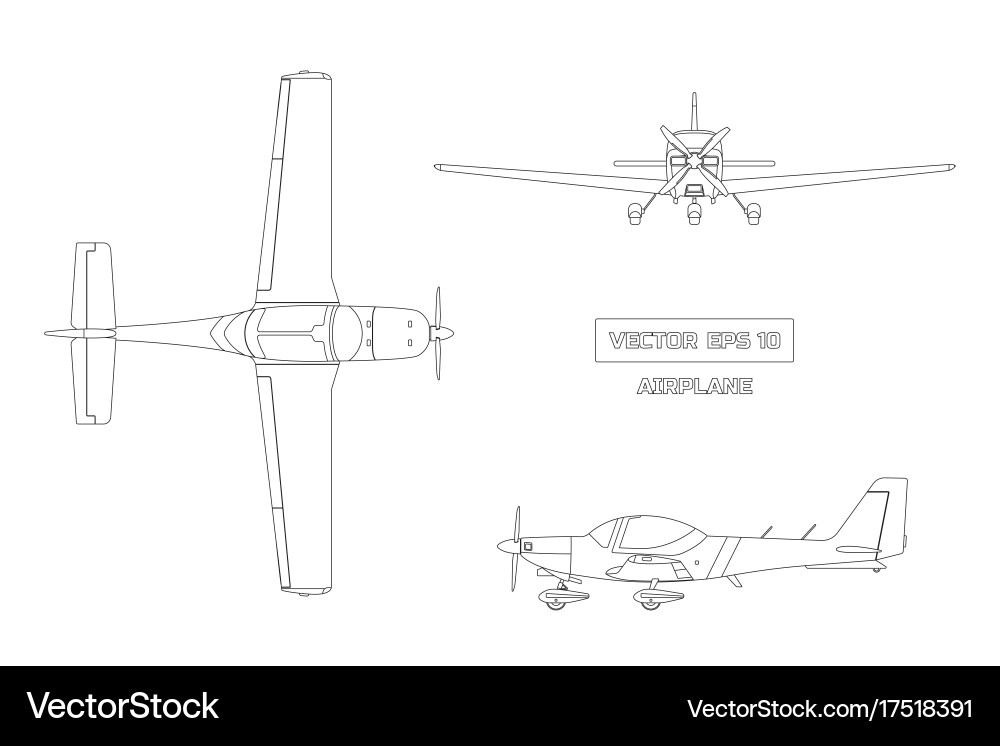 Detailed Airplane Outline Drawings vector image