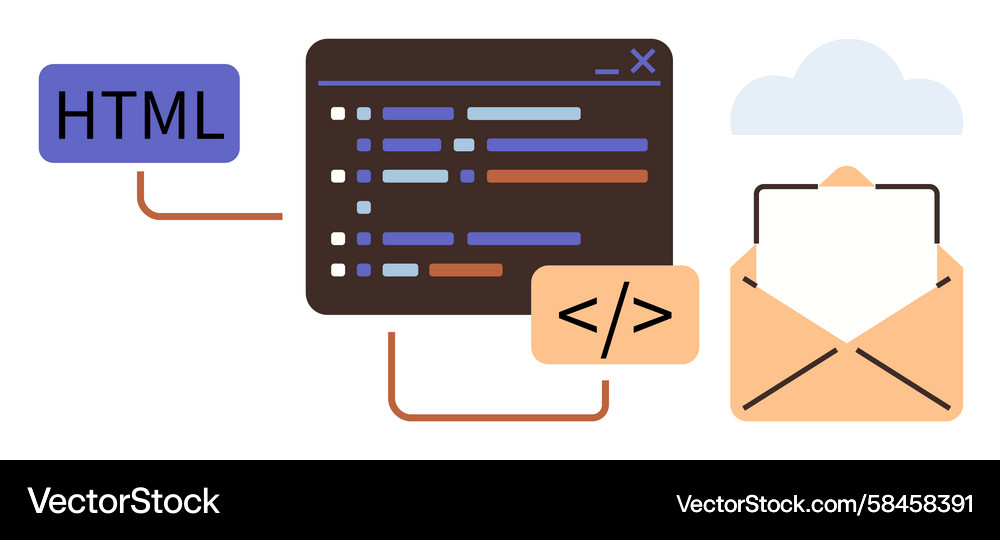 HTML Coding Workflow & Communication Vector Image