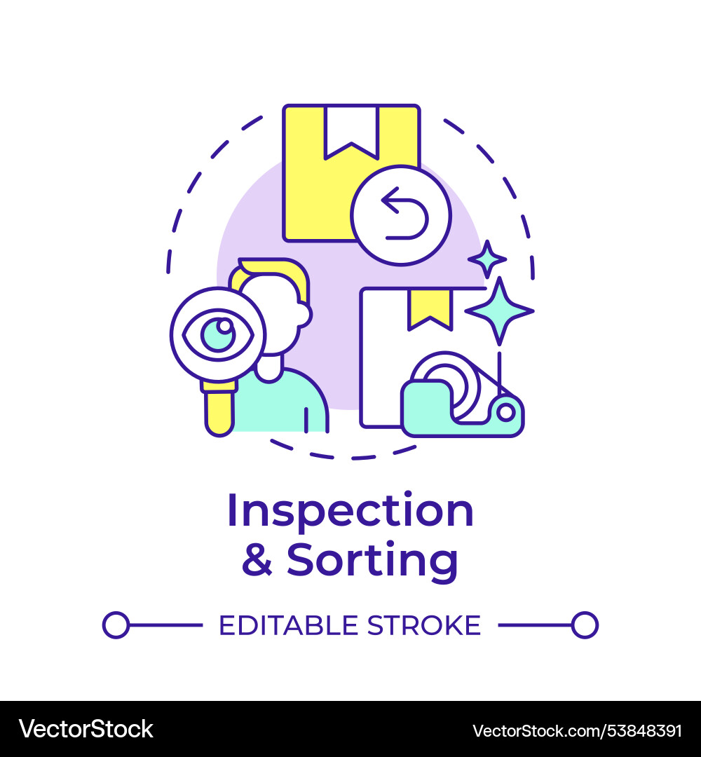 Inspection and sorting multi color concept icon Inspection and sorting multi color concept icon vector image