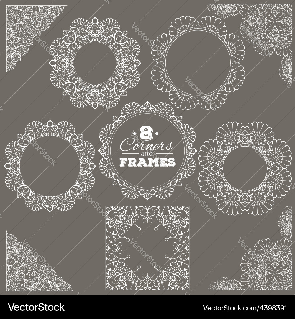 Lace Frame & Corner Set Royalty Free Vector Image
